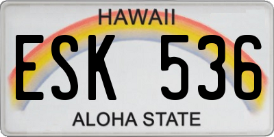 HI license plate ESK536