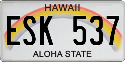 HI license plate ESK537