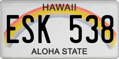 HI license plate ESK538
