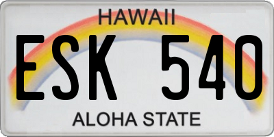 HI license plate ESK540