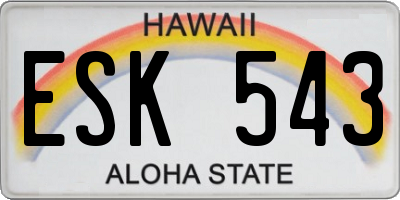 HI license plate ESK543