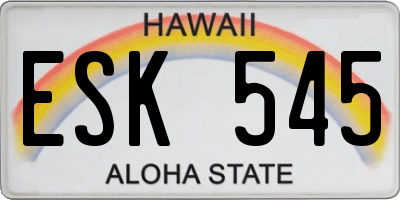 HI license plate ESK545