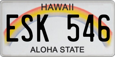 HI license plate ESK546