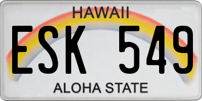 HI license plate ESK549