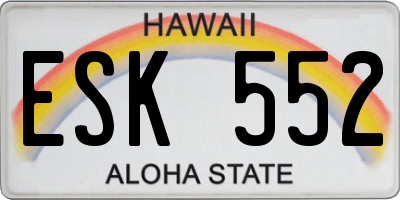 HI license plate ESK552