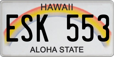 HI license plate ESK553