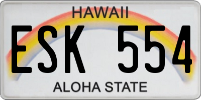 HI license plate ESK554