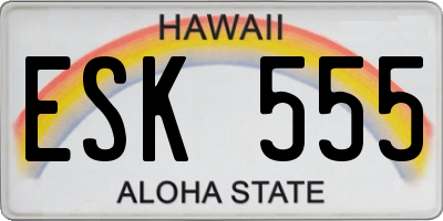 HI license plate ESK555