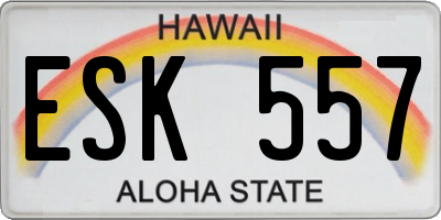 HI license plate ESK557