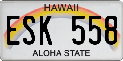 HI license plate ESK558