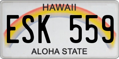 HI license plate ESK559