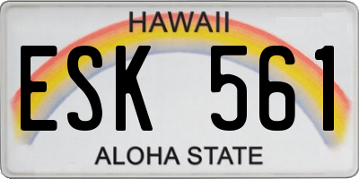 HI license plate ESK561