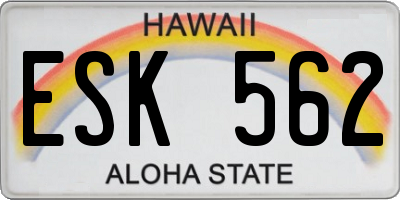 HI license plate ESK562