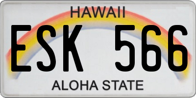 HI license plate ESK566