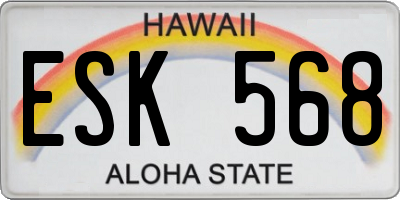 HI license plate ESK568