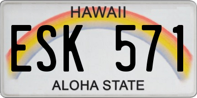HI license plate ESK571