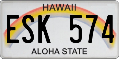 HI license plate ESK574