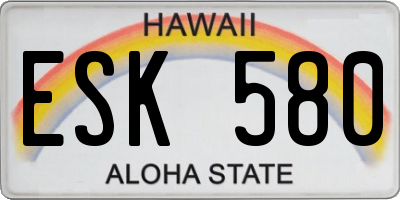 HI license plate ESK580