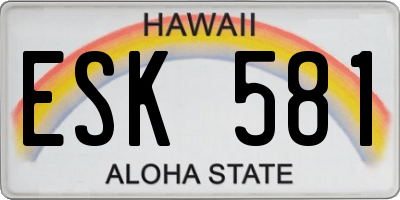HI license plate ESK581