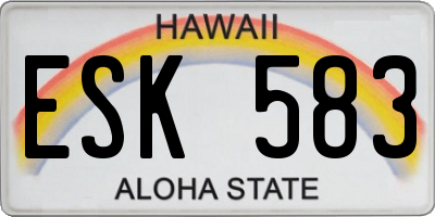 HI license plate ESK583