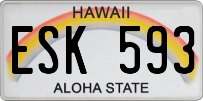 HI license plate ESK593