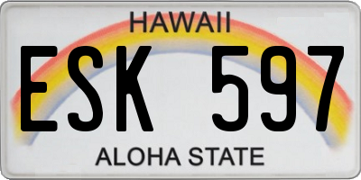 HI license plate ESK597