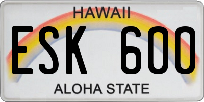 HI license plate ESK600