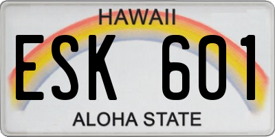 HI license plate ESK601
