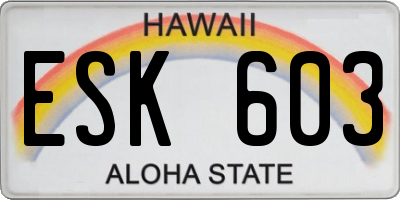 HI license plate ESK603