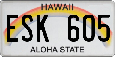 HI license plate ESK605