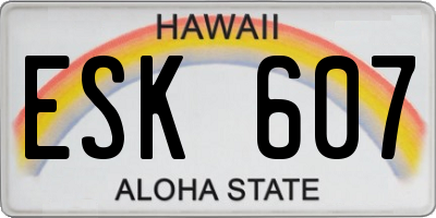HI license plate ESK607