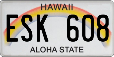 HI license plate ESK608