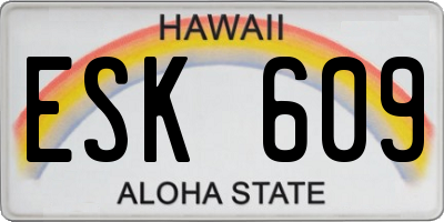 HI license plate ESK609