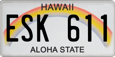 HI license plate ESK611