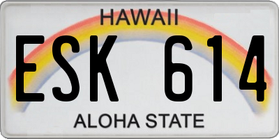 HI license plate ESK614