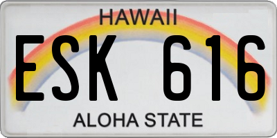 HI license plate ESK616