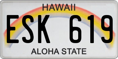 HI license plate ESK619