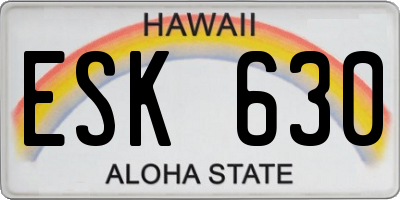 HI license plate ESK630