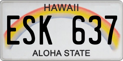 HI license plate ESK637