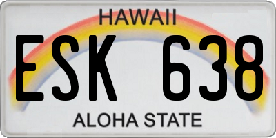 HI license plate ESK638