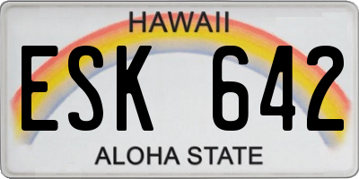 HI license plate ESK642
