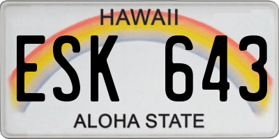 HI license plate ESK643