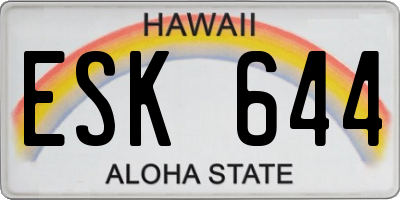 HI license plate ESK644