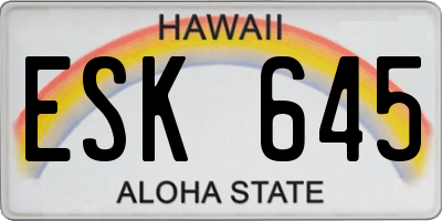 HI license plate ESK645