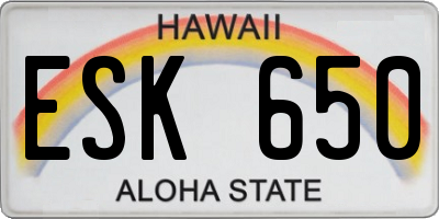 HI license plate ESK650