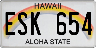 HI license plate ESK654