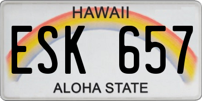 HI license plate ESK657
