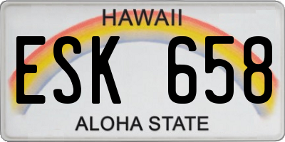 HI license plate ESK658
