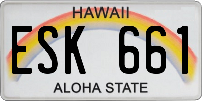 HI license plate ESK661