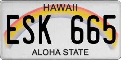 HI license plate ESK665